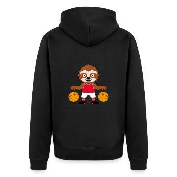 FAULTIER - BASKETBALL - SPORT - TIER - BABY - Unisex Premium Bio Zip Hoodie - Schwarz - Hinten - Nico (187cm)