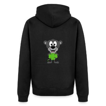 PANTHER - KLEEBLATT - TIER - KIND - BABY - Unisex Premium Bio Zip Hoodie - Schwarz - Hinten - Nico (187cm)