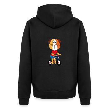 MEERSCHWEINCHEN - FAHRRAD - SPORT - KIND - BABY - Unisex Premium Bio Zip Hoodie - Schwarz - Hinten - Nico (187cm)
