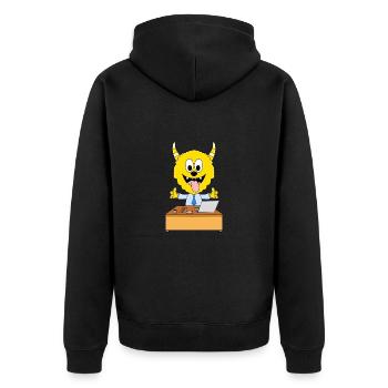 MONSTER - ARBEIT - MITARBEITER - CHEF - BÜRO - Unisex Premium Bio Zip Hoodie - Schwarz - Hinten - Nico (187cm)