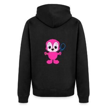 EULE - TENNIS - SPORT - TIER - KIND - BABY - Unisex Premium Bio Zip Hoodie - Schwarz - Hinten - Nico (187cm)