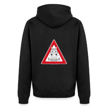 ACHTUNG NASHORN - TIER - TIERISCH - KIND - BABY - Unisex Premium Bio Zip Hoodie - Schwarz - Hinten - Nico (187cm)
