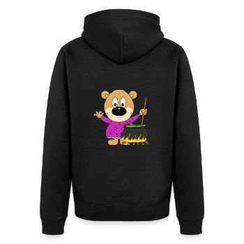 TEDDYBÄR - BÄR - TEDDY - HEXE - HALLOWEEN - Unisex Premium Bio Zip Hoodie - Schwarz - Hinten - Nico (187cm)