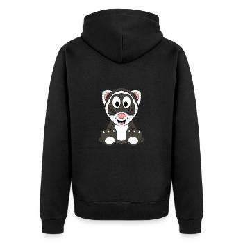 FRETTCHEN - TIER - TIERISCH - KIND - BABY - Unisex Premium Bio Zip Hoodie - Schwarz - Hinten - Nico (187cm)