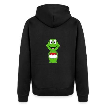 FROSCH - GEBURTSTAG - TIER - TIERISCH - Unisex Premium Bio Zip Hoodie - Schwarz - Hinten - Nico (187cm)
