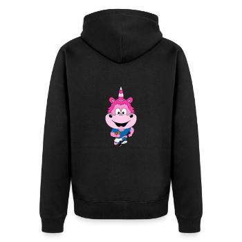 AMERICAN FOOTBALL - EINHORN - SPORT - TIERISCH - Unisex Premium Bio Zip Hoodie - Schwarz - Hinten - Nico (187cm)