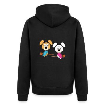 HUNDE - HEXEN - HALLOWEEN - TIERISCH - LIEBE - Unisex Premium Bio Zip Hoodie - Schwarz - Hinten - Nico (187cm)
