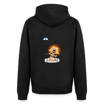 IGEL - KITE - KITER - KITESURFER - KITESURFEN - Unisex Premium Bio Zip Hoodie - Schwarz - Hinten - Nico (187cm)