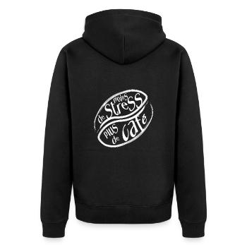 Moins de Stress, Plus de Café - Citation - Veste à capuche bio Premium Unisexe - noir - Dos - Nico (187cm)