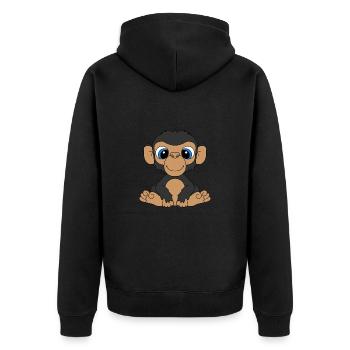 AFFE - SCHIMPANSE - TIER - KIND - BABY - Unisex Premium Bio Zip Hoodie - Schwarz - Hinten - Nico (187cm)