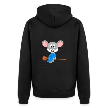 MAUS - HEXE - HEXENBESEN - HALLOWEEN - BABY - Unisex Premium Bio Zip Hoodie - Schwarz - Hinten - Nico (187cm)
