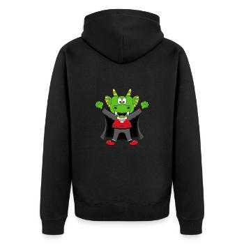 HALLOWEEN - DRACHE - VAMPIR - DRACULA - BABY - Unisex Premium Bio Zip Hoodie - Schwarz - Hinten - Nico (187cm)