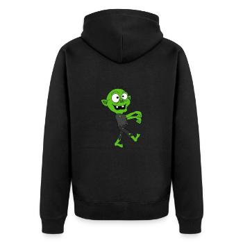 ZOMBIE - HALLOWEEN - KIND - BABY - FUN - Unisex Premium Bio Zip Hoodie - Schwarz - Hinten - Nico (187cm)