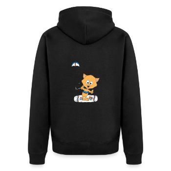 KITESURFER - KITE - KITESURFEN - KITEN - KATZE - Unisex Premium Bio Zip Hoodie - Schwarz - Hinten - Nico (187cm)