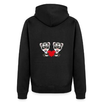 FRETTCHEN - HERZ - LIEBE - TIERISCH - VERLIEBT - Unisex Premium Bio Zip Hoodie - Schwarz - Hinten - Nico (187cm)