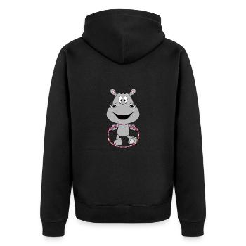 SEILSPRINGEN - SPRINGSEIL - NILPFERD - BABY - Unisex Premium Bio Zip Hoodie - Schwarz - Hinten - Nico (187cm)