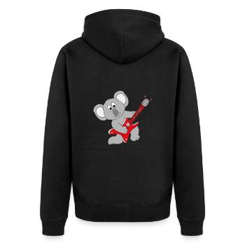GITARRE - MUSIK - KOALA - TIER - KIND - BABY - Unisex Premium Bio Zip Hoodie - Schwarz - Hinten - Nico (187cm)