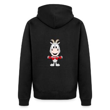 ZIEGE - LIEBE - LOVE - TIER - KIND - BABY - Unisex Premium Bio Zip Hoodie - Schwarz - Hinten - Nico (187cm)