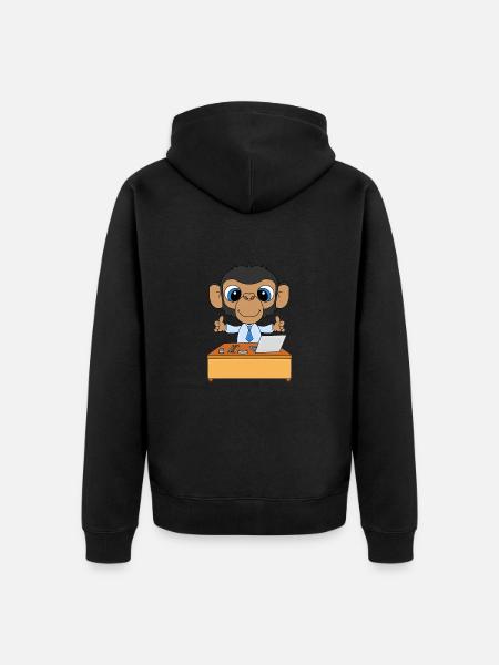 SCHIMPANSE - ARBEIT - AFFE - CHEF - MITARBEITER - Unisex Premium Bio Zip Hoodie - Schwarz
