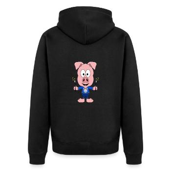 SCHWEIN - ZAUBERER - ZAUBERN - TIER - KIND - BABY - Unisex Premium Bio Zip Hoodie - Schwarz - Hinten - Nico (187cm)
