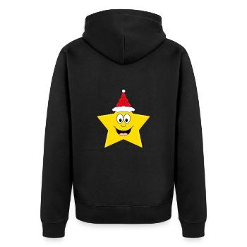 WEIHNACHTEN - STERN - KIND - BABY - Unisex Premium Bio Zip Hoodie - Schwarz - Hinten - Nico (187cm)