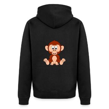 AFFE - TIER - KIND - BABY - TIERISCH - Unisex Premium Bio Zip Hoodie - Schwarz - Hinten - Nico (187cm)