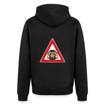 ACHTUNG SCHIMPANSE - AFFE - TIER - KIND - BABY - Unisex Premium Bio Zip Hoodie - Schwarz - Hinten - Nico (187cm)