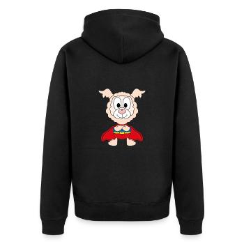 ALPAKA - LAMA - SUPERHELD - TIER - KIND - BABY - Unisex Premium Bio Zip Hoodie - Schwarz - Hinten - Nico (187cm)
