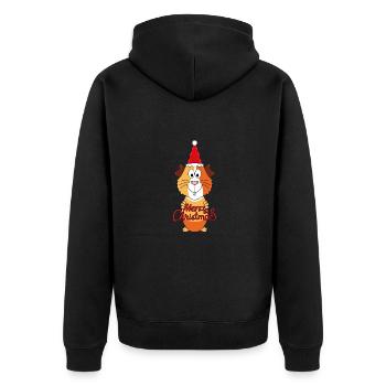 MEERSCHWEINCHEN - WEIHNACHTEN - TIER - LIEBE - Unisex Premium Bio Zip Hoodie - Schwarz - Hinten - Nico (187cm)