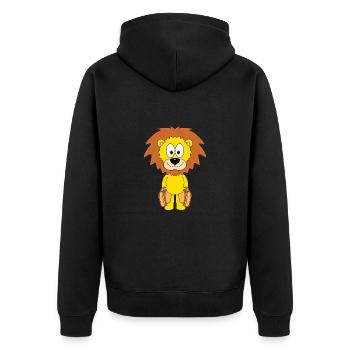 LÖWE - KOFFER - REISE - URLAUB - FERIEN - TIERISCH - Unisex Premium Bio Zip Hoodie - Schwarz - Hinten - Nico (187cm)
