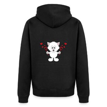 SEIFENBLASEN - KATZE - KATER - LIEBE - TIERISCH - Unisex Premium Bio Zip Hoodie - Schwarz - Hinten - Nico (187cm)