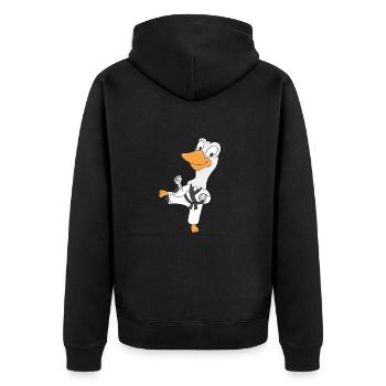 GANS - SELBSTVERTEIDIGUNG - KARATE - JUDO - SPORT - Unisex Premium Bio Zip Hoodie - Schwarz - Hinten - Nico (187cm)