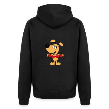 HUND - LIEBE - LOVE - TIERISCH - VERLIEBT - TIER - Unisex Premium Bio Zip Hoodie - Schwarz - Hinten - Nico (187cm)