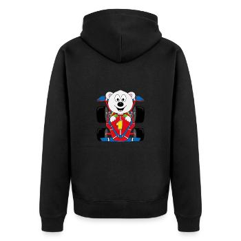 AUTO - RENNWAGEN - RENNFAHRER - EISBÄR - BABY - Unisex Premium Bio Zip Hoodie - Schwarz - Hinten - Nico (187cm)