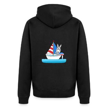 ESEL - SEGLER - SEGELN - WASSERSPORT - BABY - Unisex Premium Bio Zip Hoodie - Schwarz - Hinten - Nico (187cm)