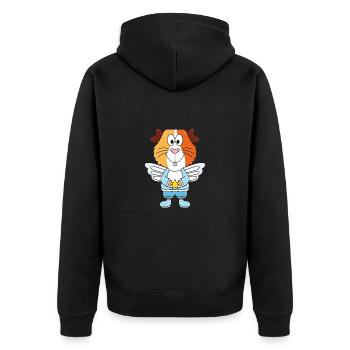 MEERSCHWEINCHEN - ENGEL - HIMMEL - TIER - KIND - Unisex Premium Bio Zip Hoodie - Schwarz - Hinten - Nico (187cm)