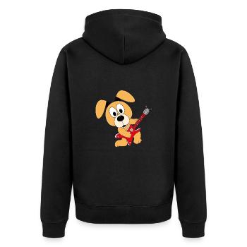 GITARRE - MUSIK - HUND - TIERISCH - KIND - BABY - Unisex Premium Bio Zip Hoodie - Schwarz - Hinten - Nico (187cm)