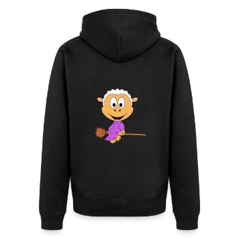 HALLOWEEN - HEXE - SCHAF - TIER - KIND - BABY - Unisex Premium Bio Zip Hoodie - Schwarz - Hinten - Nico (187cm)
