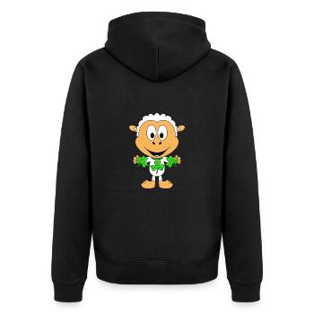SCHAF - KLEEBLÄTTER - TIER - KIND - BABY - Unisex Premium Bio Zip Hoodie - Schwarz - Hinten - Nico (187cm)