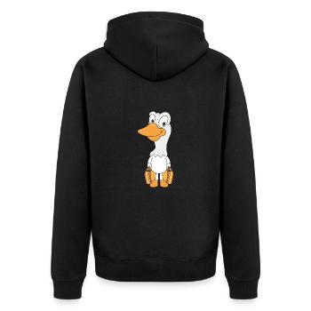 GANS - REISEKOFFER - URLAUB - FERIEN - REISE - Unisex Premium Bio Zip Hoodie - Schwarz - Hinten - Nico (187cm)