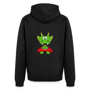 SUPERHELD - DRACHE - KIND - BABY - HELD - Unisex Premium Bio Zip Hoodie - Schwarz - Hinten - Nico (187cm)