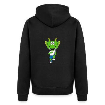 LAUFEN - SPORT - DRACHE - KIND - BABY - FUN - Unisex Premium Bio Zip Hoodie - Schwarz - Hinten - Nico (187cm)