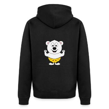 EISBÄR - FIT - BODYBUILDING - SPORT - TIERISCH - Unisex Premium Bio Zip Hoodie - Schwarz - Hinten - Nico (187cm)