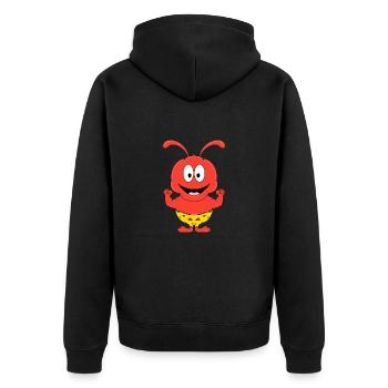 AMEISE - FITNESS - MUSKELN - TIERISCH - FIT - Unisex Premium Bio Zip Hoodie - Schwarz - Hinten - Nico (187cm)