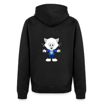 KATZE - ZAUBERER - TIER - KIND - BABY - ZAUBERN - Unisex Premium Bio Zip Hoodie - Schwarz - Hinten - Nico (187cm)