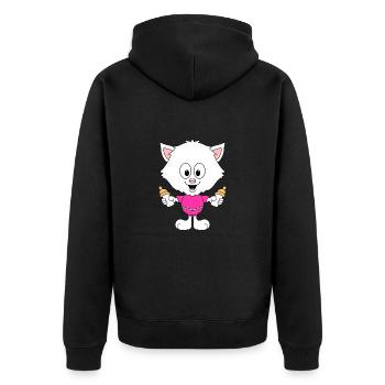 KATZE - BABY - FLÄSCHCHEN - MILCH - NACHWUCHS - Unisex Premium Bio Zip Hoodie - Schwarz - Hinten - Nico (187cm)