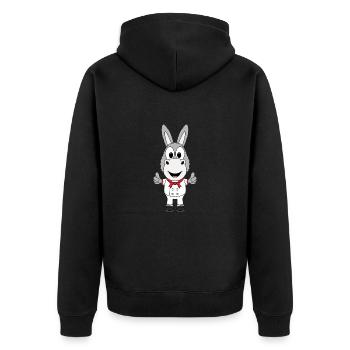 KOCH - BÄCKER - ESEL - TIER - BERUF - JOB - Unisex Premium Bio Zip Hoodie - Schwarz - Hinten - Nico (187cm)