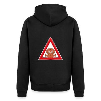 ACHTUNG DINO - DINOSAURIER - KIND - BABY - Unisex Premium Bio Zip Hoodie - Schwarz - Hinten - Nico (187cm)