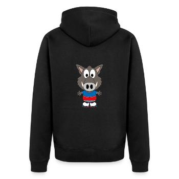 WILDSCHWEIN - INLINER - INLINE SKATES - SPORT - Unisex Premium Bio Zip Hoodie - Schwarz - Hinten - Nico (187cm)