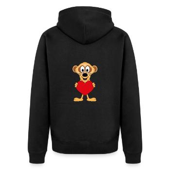 ERDMÄNNCHEN - LIEBE - LOVE - TIER - Unisex Premium Bio Zip Hoodie - Schwarz - Hinten - Nico (187cm)